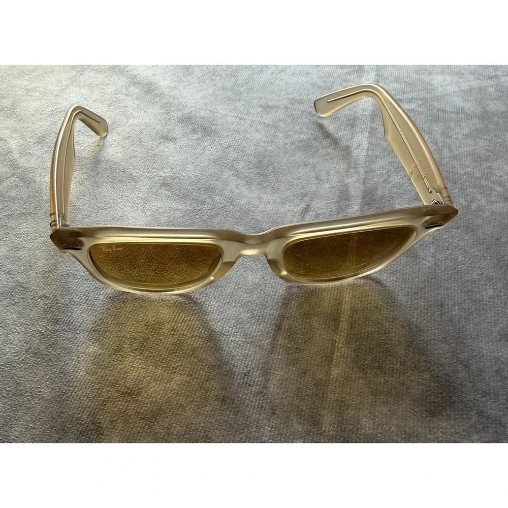 Ray-Ban RB2140 6059/X4 Women's Square Sunglasses Clear Frame Brown Tinted